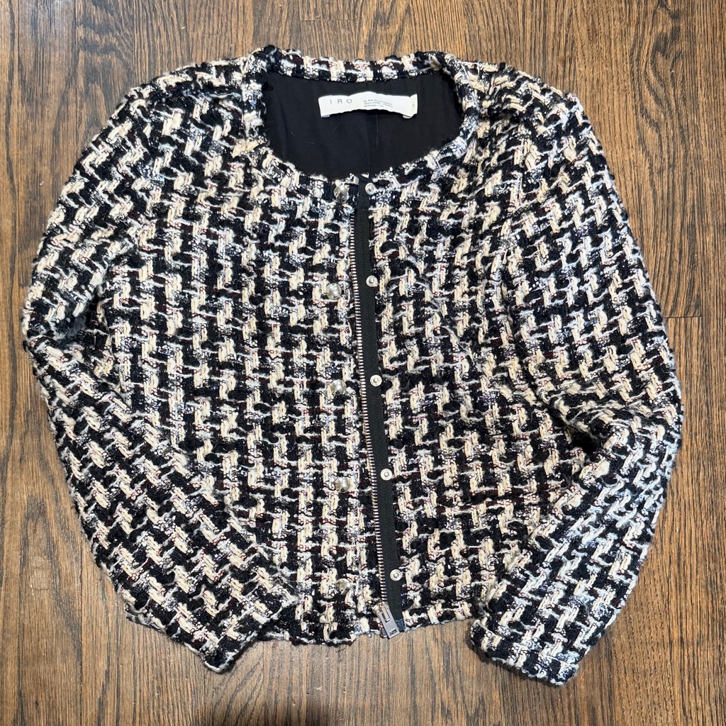 Iro Chic Black And White Tweed Jacket Size 36, S